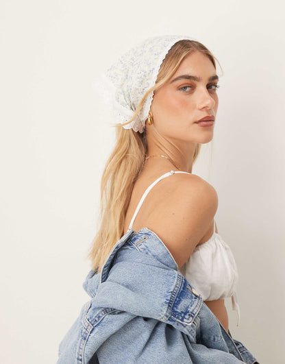 Broderie And Floral Headscarf