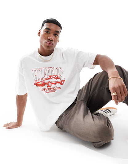 Oversized T-Shirt With Street Car Graphic