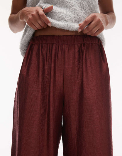 Textured Satin Straight Leg Drawcord Trouser