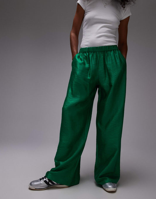 Textured Satin Straight Leg Drawcord Trouser