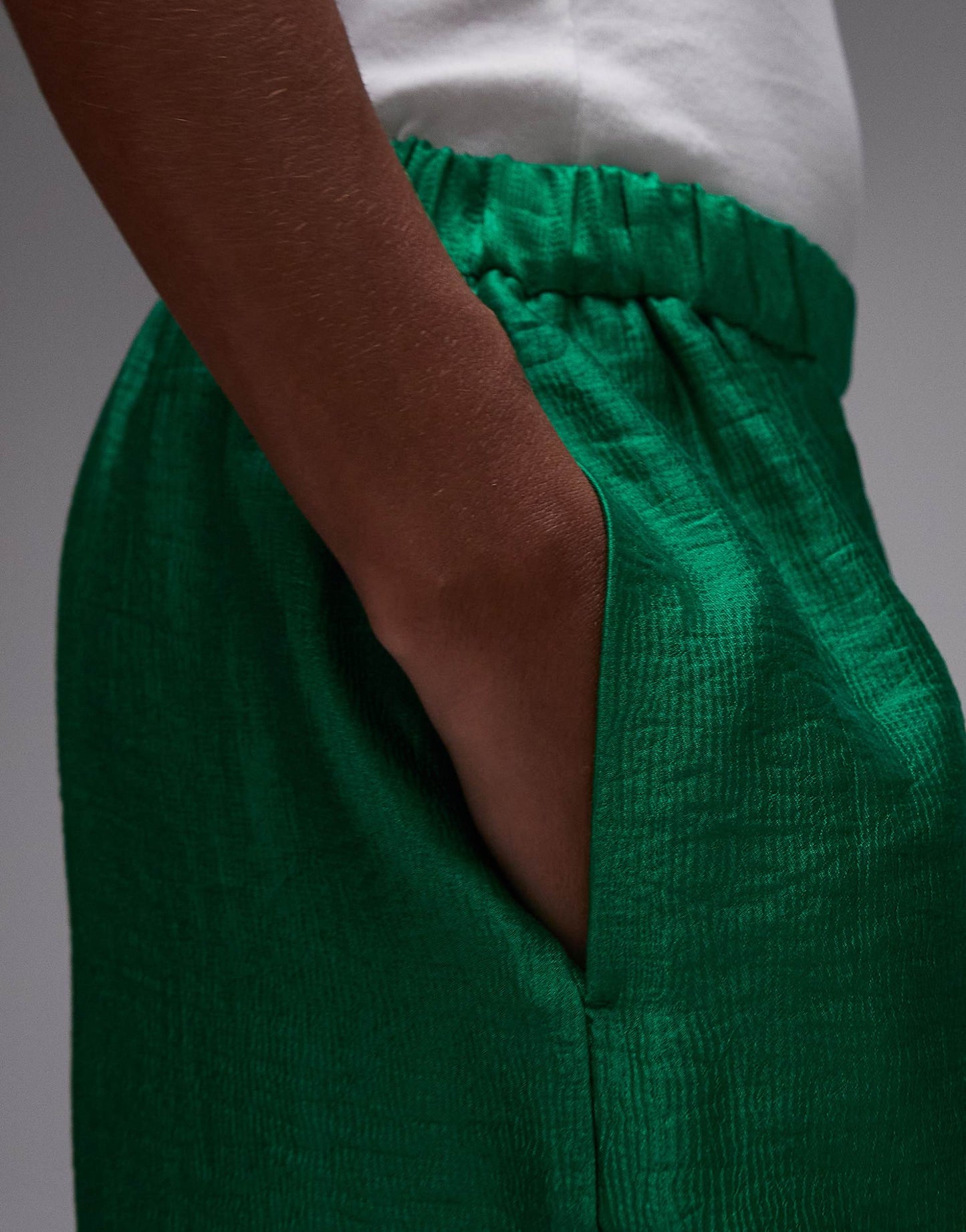 Textured Satin Straight Leg Drawcord Trouser