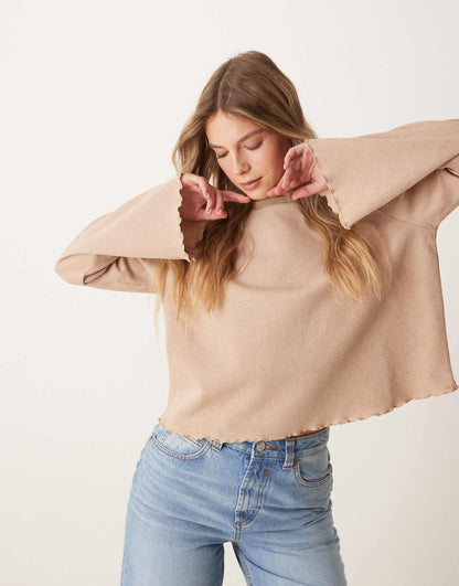 Waffle Wide Sleeve Top