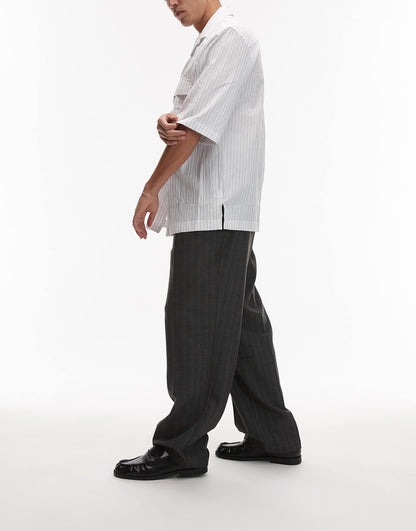 Pinstripe Wide Leg Trousers