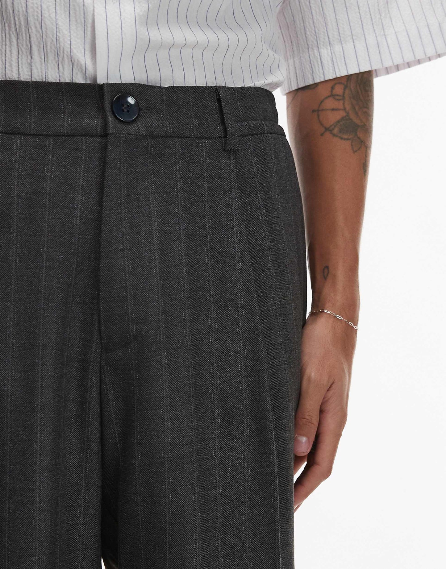 Pinstripe Wide Leg Trousers
