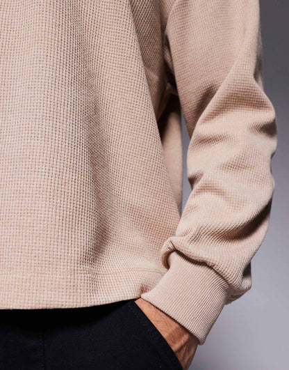 Oversized Boxy Waffle Long Sleeve T-Shirt