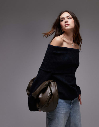 Knitted Off The Shoulder Top