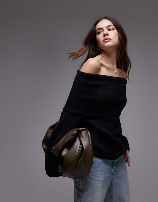 Knitted Off The Shoulder Top