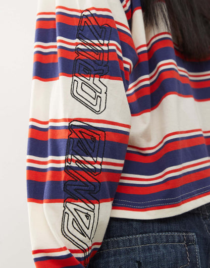 Long Sleeve Crop Polo Top