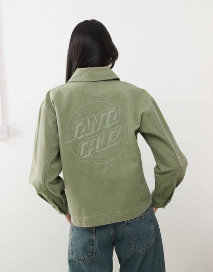 Back Print Logo Button Up Shacket