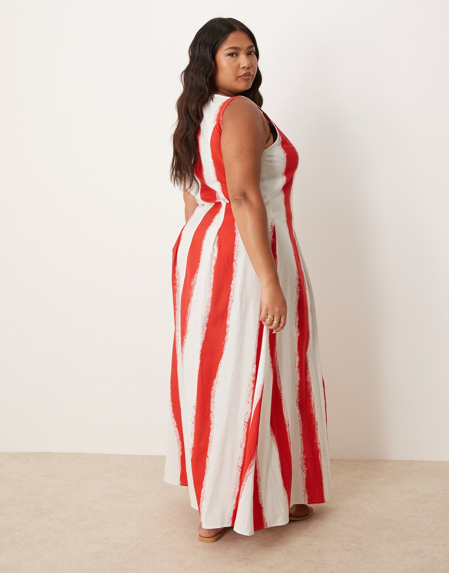 Curve Slash Neck Button Down Waistcoat Maxi Dress