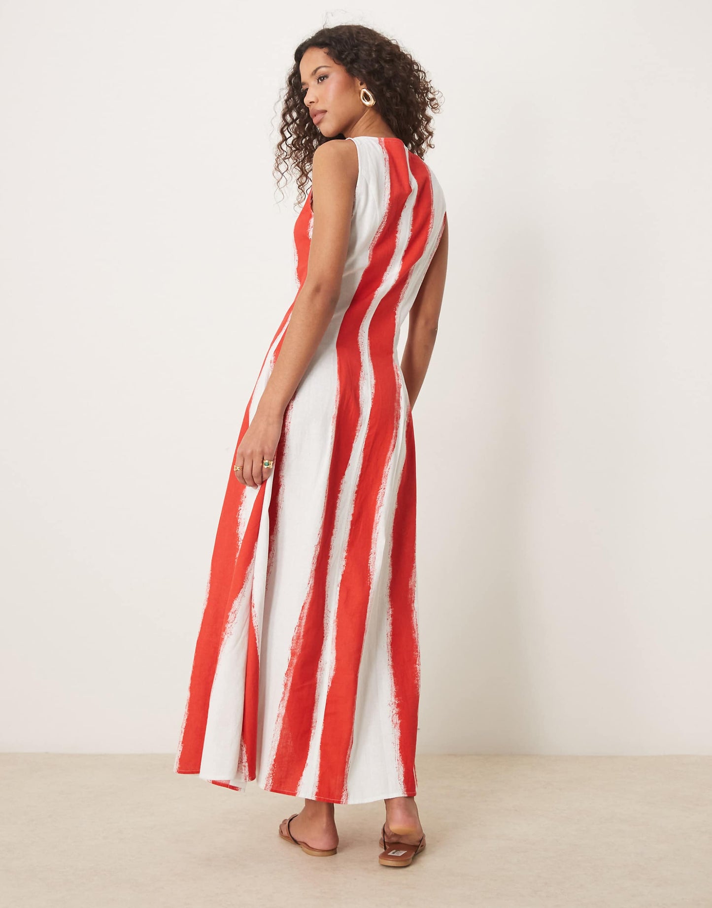 Slash Neck Button Down Waistcoat Maxi Dress