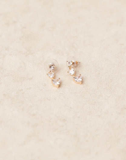 Drop Earrings With Cubic Zirconia Heart Crystal Detail