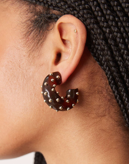 Hoop Earrings With Chunky Studded Resin Hoop Detail