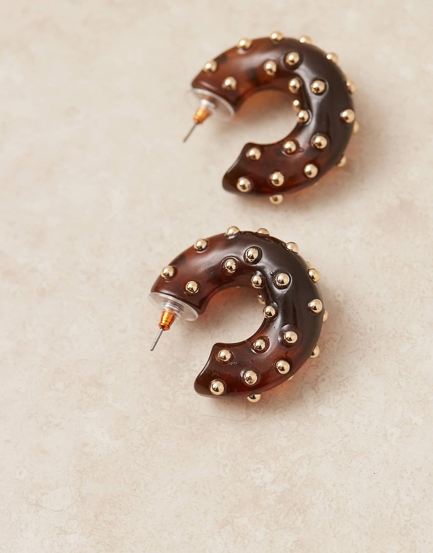 Hoop Earrings With Chunky Studded Resin Hoop Detail