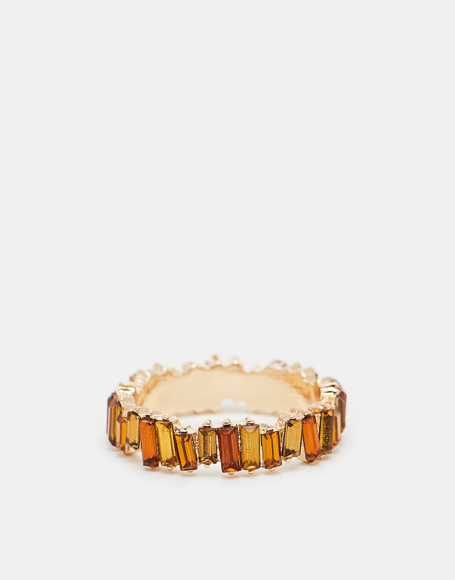 Curve Baguette Ring With Amber Tonal Stones