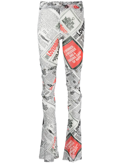 Newspaper-Print Skinny Trousers