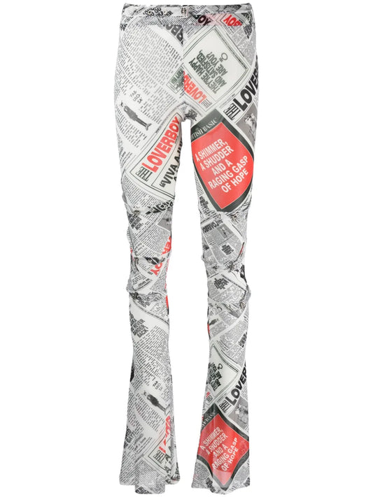 Newspaper-Print Skinny Trousers