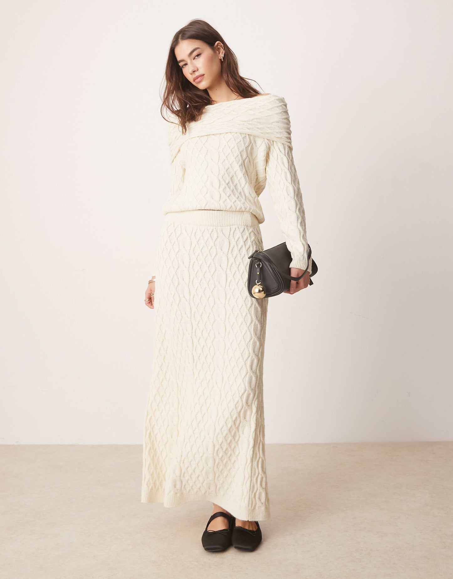 Cable Knit Maxi Skirt Co Ord