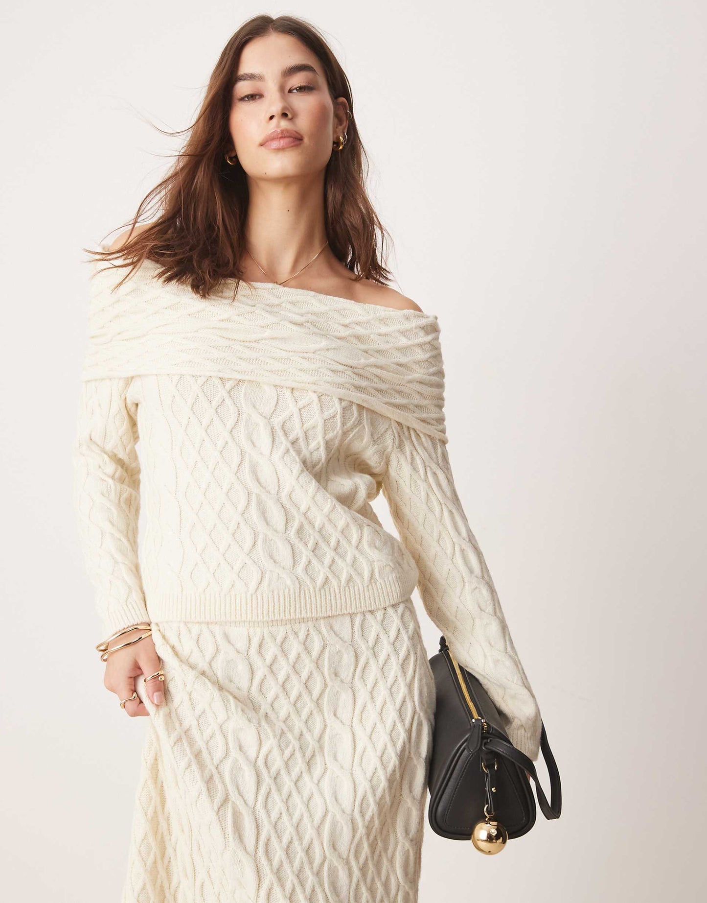 Cable Knit Bardot Jumper Co Ord