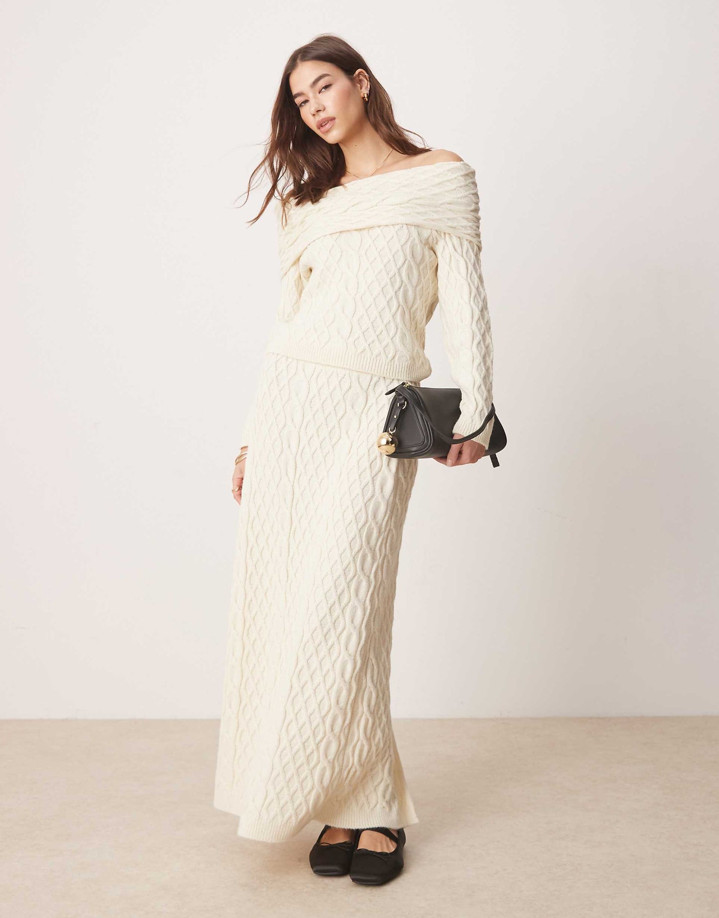 Cable Knit Bardot Jumper Co Ord