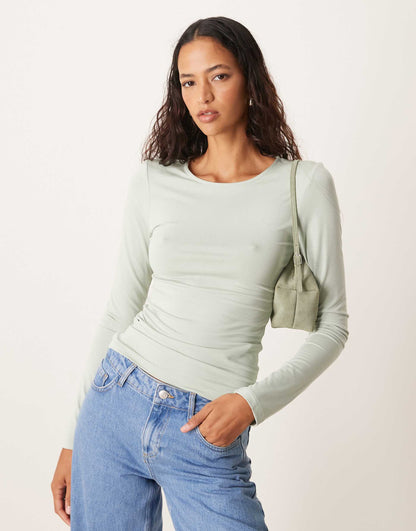 Soft Touch Jersey Long Sleeve Top With Round Neck