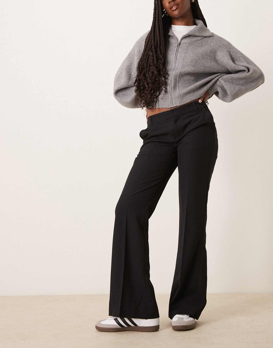 Tailored Low Waist Relaxed Bootcut Trousers