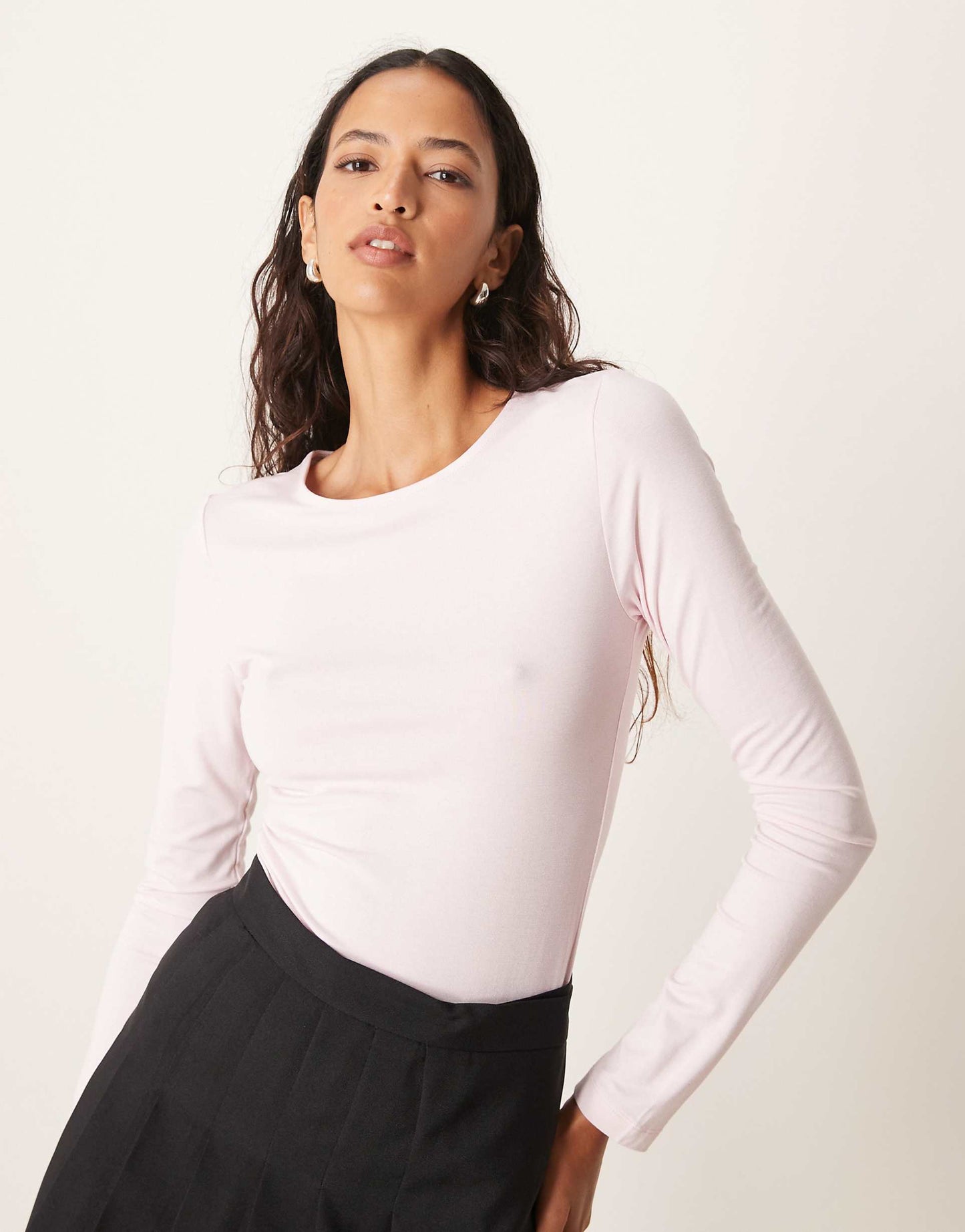 Soft Touch Jersey Long Sleeve Top With Round Neck