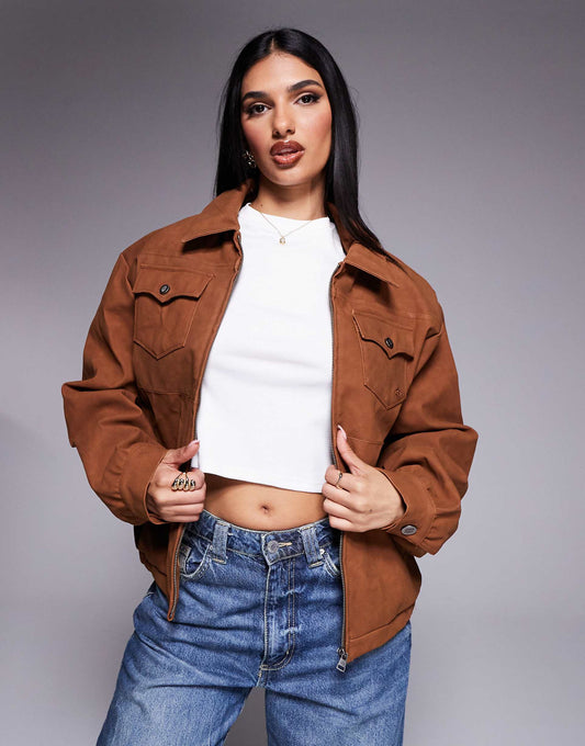 Oversized Faux Suede Western Jacket