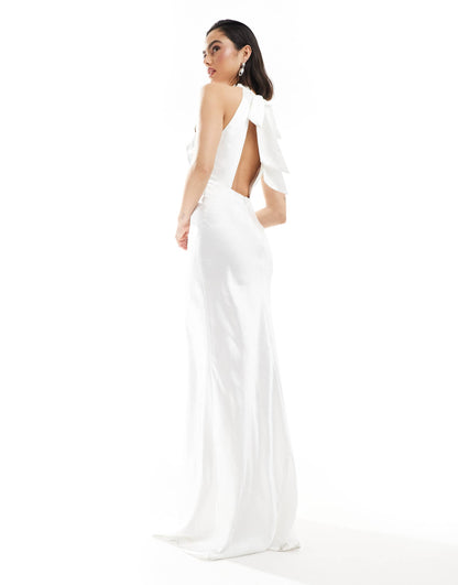 Bridal Halter Neck Satin Maxi Dress