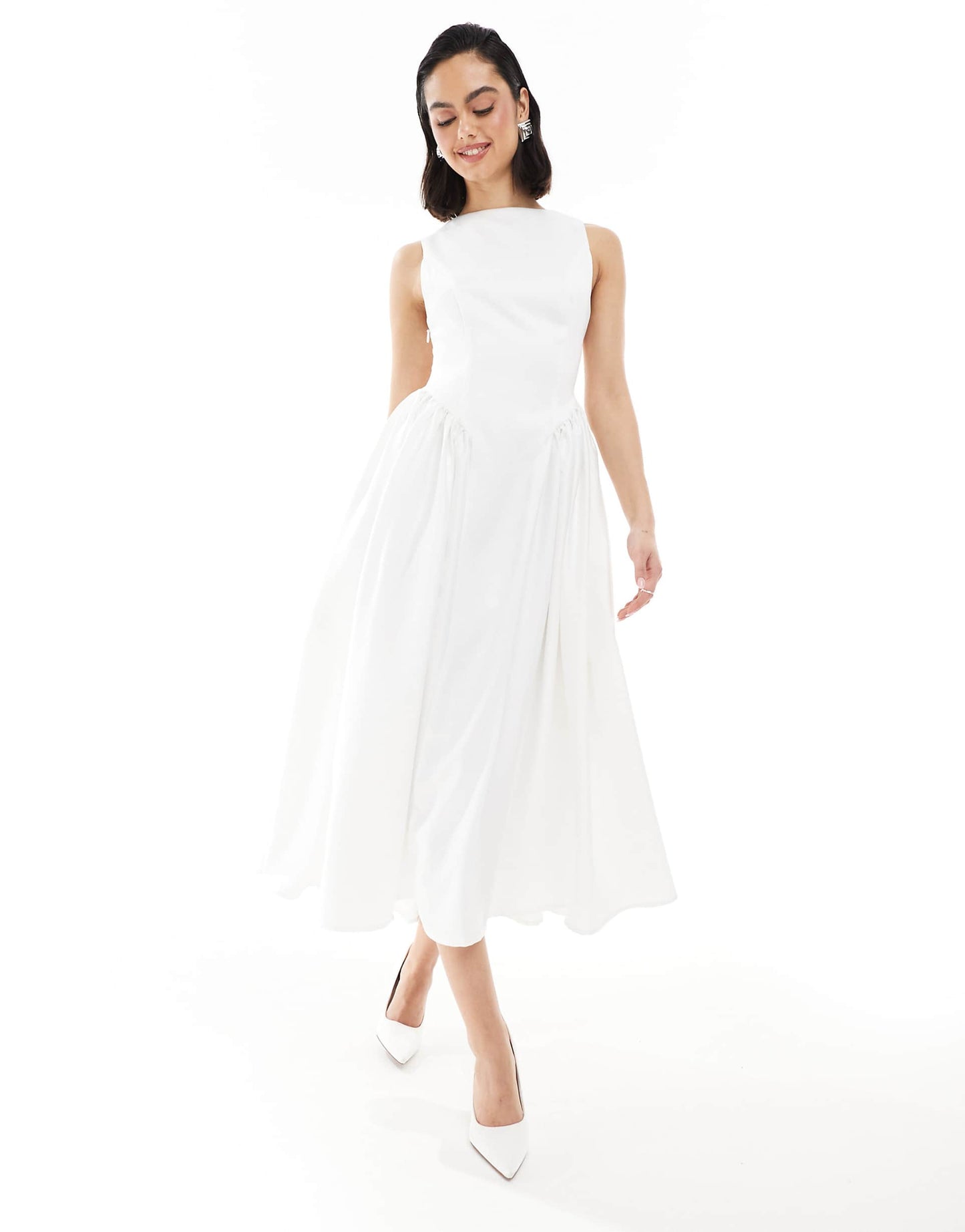 Bridal Drop Waist Bow Back Maxi Dress