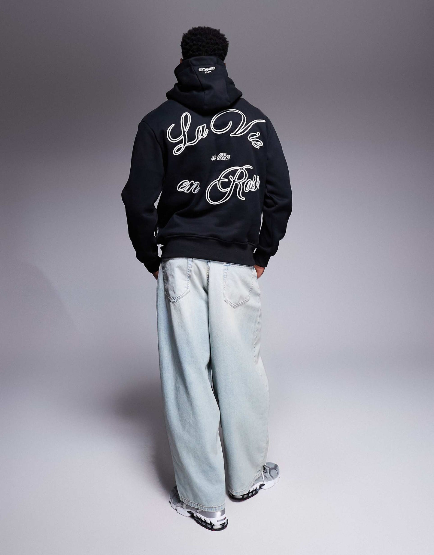 French Motif Back Print Hoodie