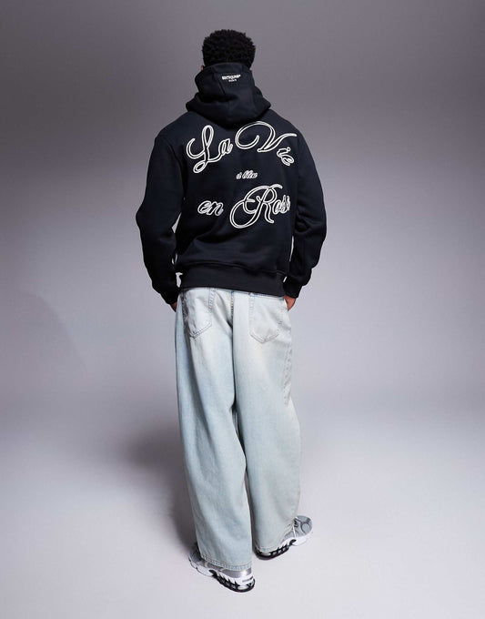 French Motif Back Print Hoodie