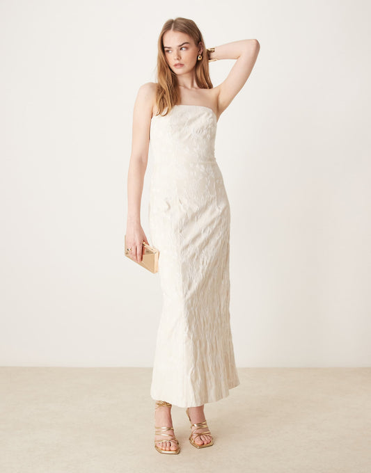 Draped Off The Shoulder Mesh Maxi Dress