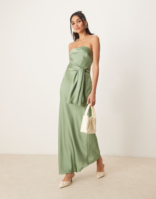 Strapless Tie Detail Maxi Dress