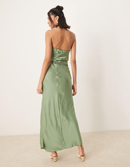 Strapless Tie Detail Maxi Dress