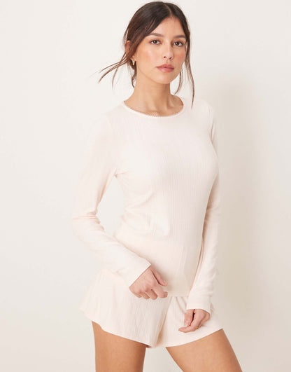 Nightwear Long Sleeve Pointelle Top Co-Ord