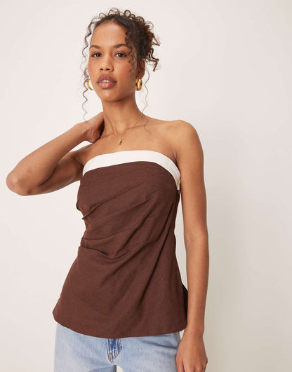 Sleeveless Linen Tube Top