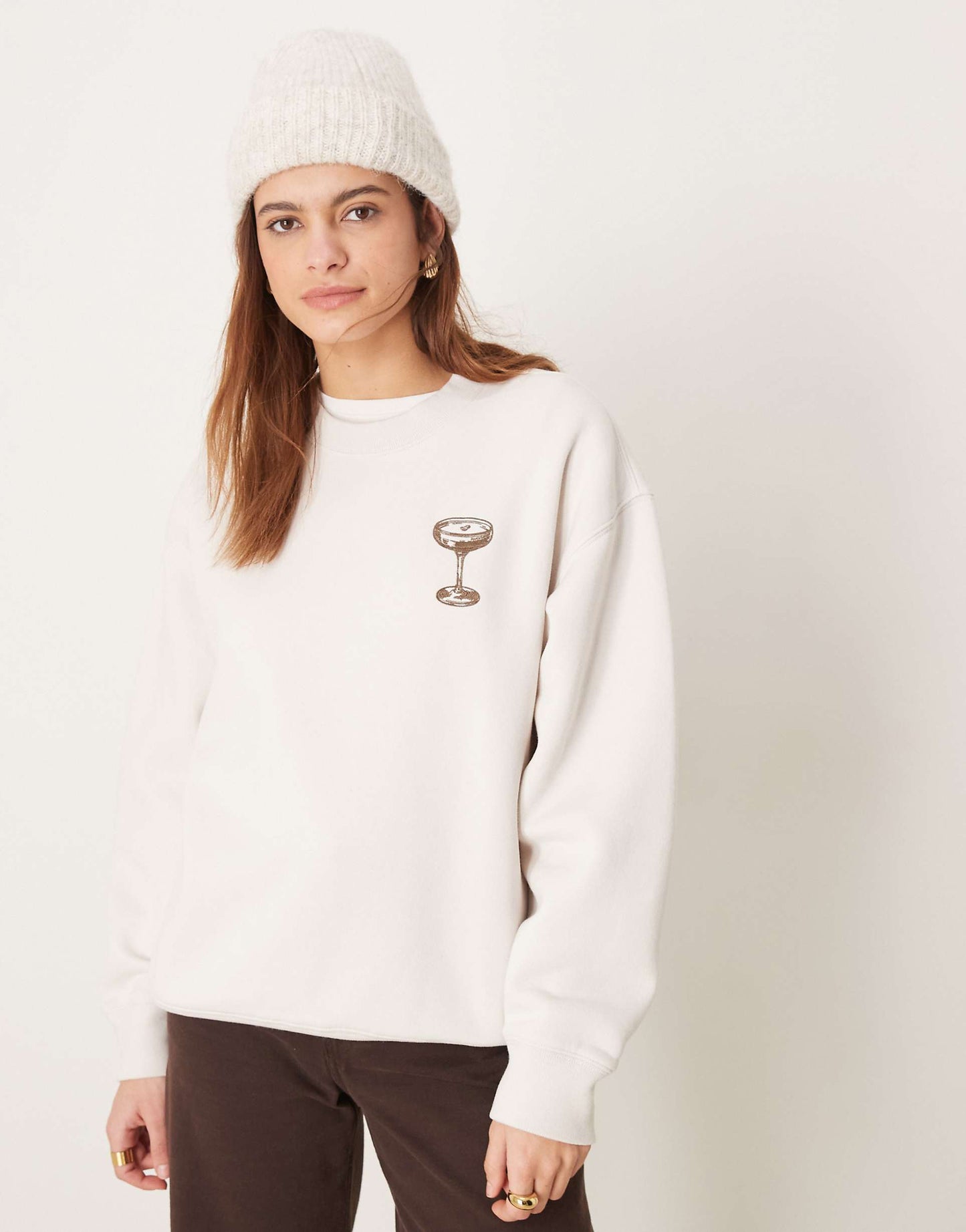 Oversized Crewneck Graphic Knit Jumper