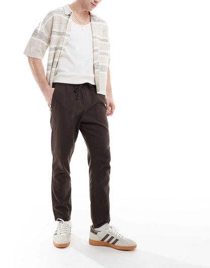Linen Mix Cropped Trouser