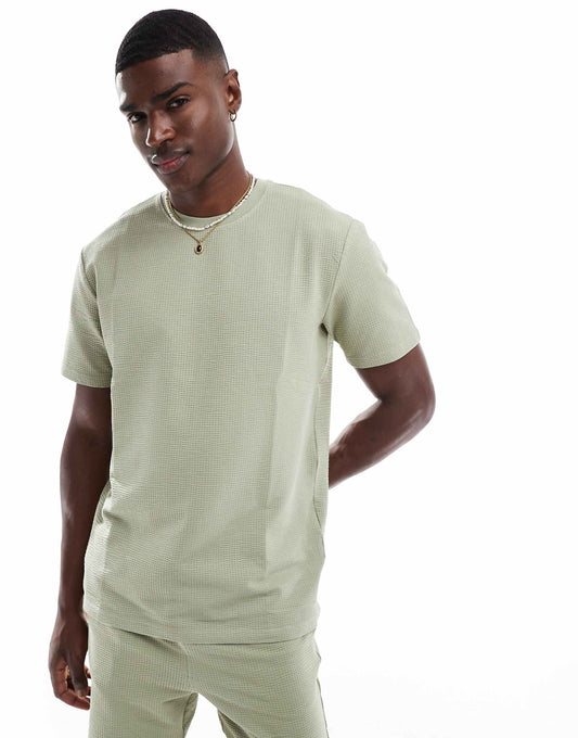 Short Sleeve Waffle T-Shirt Co-Ord