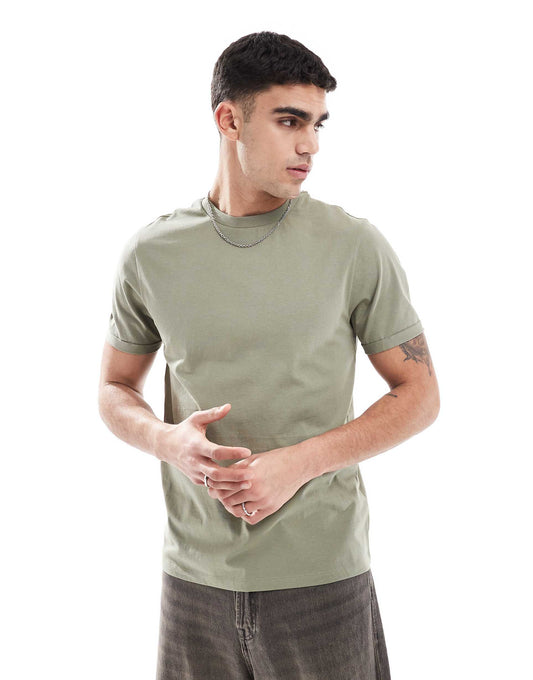 Essential Crew Neck T-Shirt With Roll Sleeve