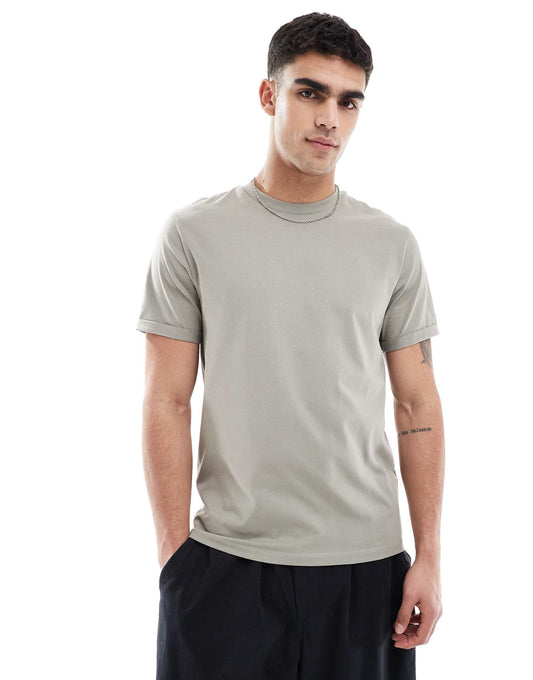 Essential Crew Neck T-Shirt With Roll Sleeve