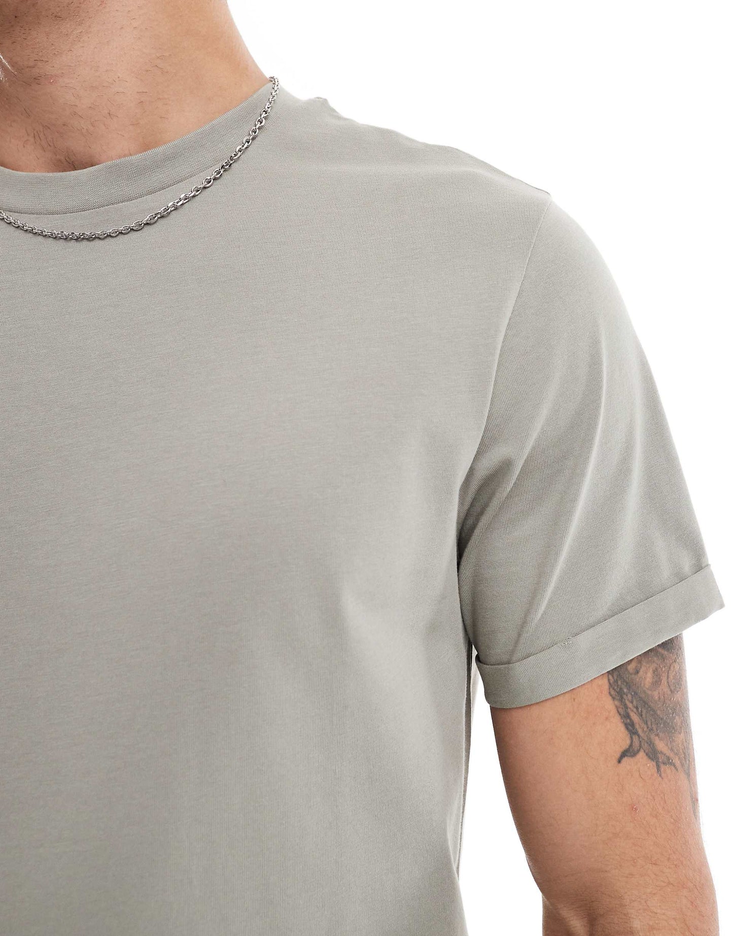 Essential Crew Neck T-Shirt With Roll Sleeve