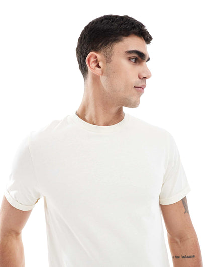 Essential 2 Pack Crew Neck T-Shirts With Roll Sleeve