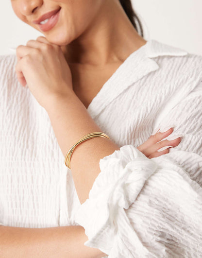 14K Gold Plated Cuff Bracelet With Twist Detail