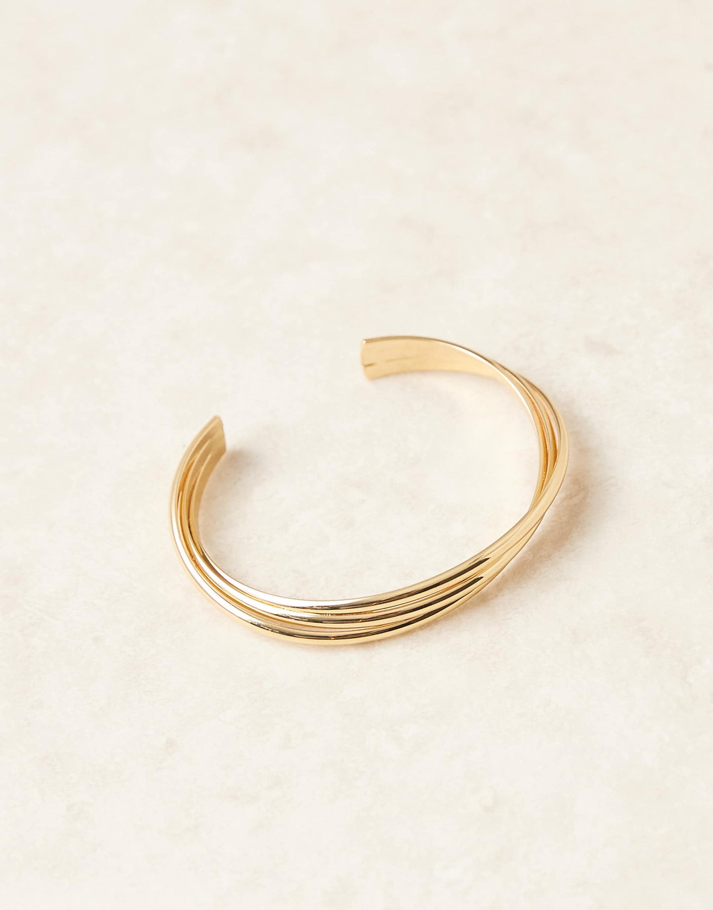 14K Gold Plated Cuff Bracelet With Twist Detail