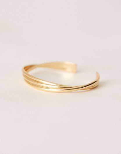 Curve 14K Gold Plated Cuff Bracelet With Twist Detail