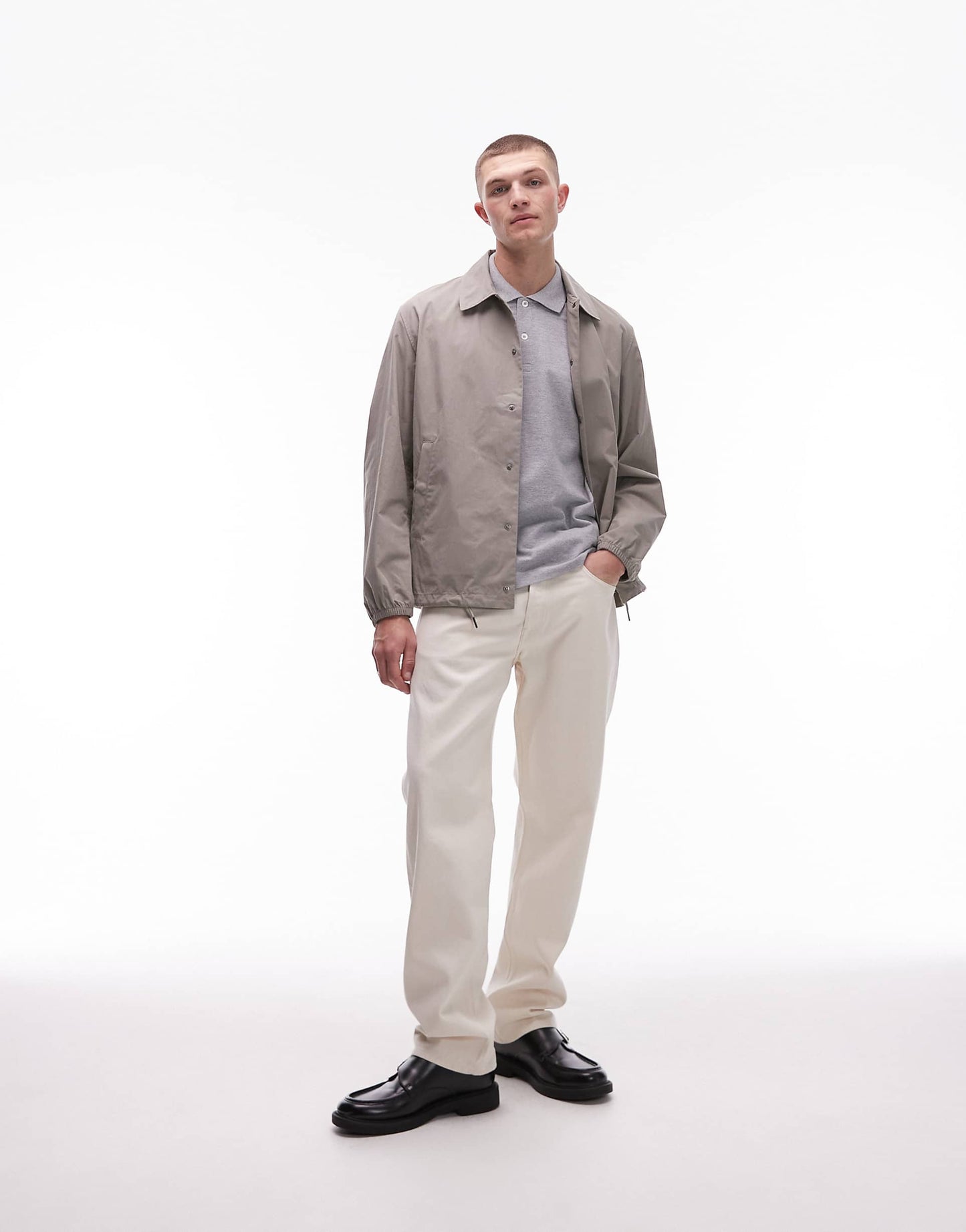 Lightweight Jacket With Metal Press-Dud Front