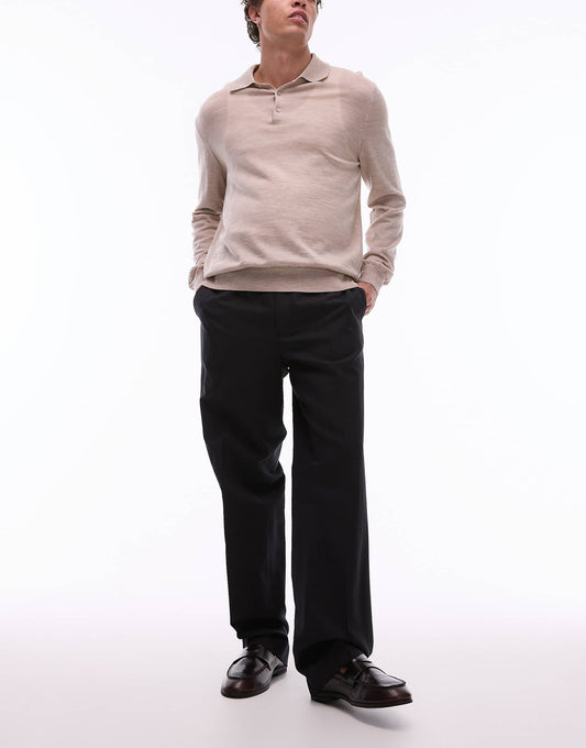 Relaxed Leg  Tailored Trousers With Front Press