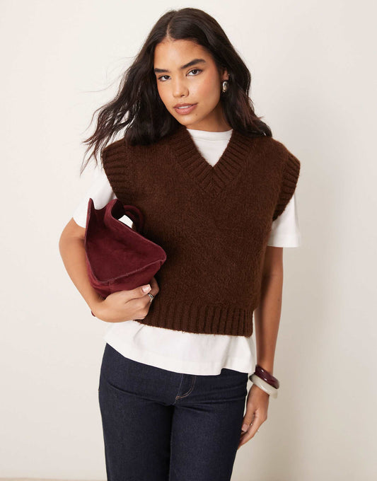 Knitted V Neck Vest